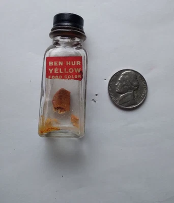 Vintage BEN-HUR Small One Oz Glass Yellow Food Color Bottle Early 20th Century  - Image 1 of 4