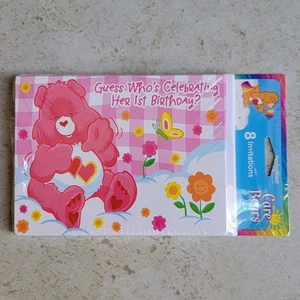 VTG 2000s Care Bears 1st Birthday Invitations Envelopes 8 ct Love A Lot Party - Picture 1 of 4