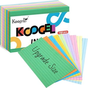 180PCS Ruled Index Cards, Lined Index Cards 4 X 6 Inch Flash Cards Neon Color No - Picture 1 of 2
