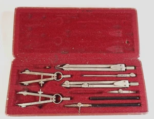 VINTAGE CONTI 'S 22' TECHNICAL DRAWING COMPASS SET AND ORIGINAL CASE - Picture 1 of 4