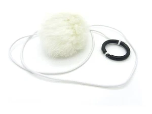 Bouncy Ball Rabbit fur String Cat Toy White - Picture 1 of 1
