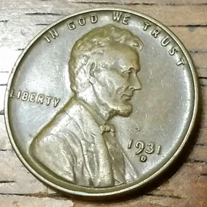 1931D LINCOLN WHEAT CENT PENNY AU Condition PLUS MINT ERROR - Picture 1 of 8