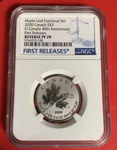 2020 Canada 1/4OZ Silver Leaf S$3-O Canada 40th Anniversary FR REVERSE PF 70 - Picture 1 of 2