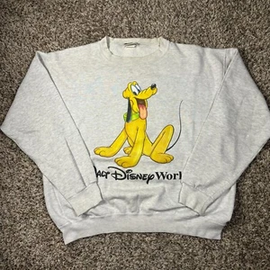 DISNEY PARKS VINTAGE PLUTO GRAY PULLOVER SWEATSHIRT MED 23X24X21 - Picture 1 of 20