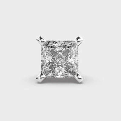 1 ct Princess Cut GIA Certified Lab Grown Diamond 18k Gold Mens Stud Earrings - Image 1 of 4