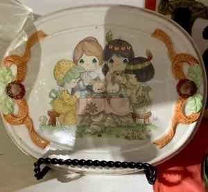 Precious Moments Thanksgiving Dinner Wandrelief Teller Indianer Pilger 1990’er - Bild 1 von 1