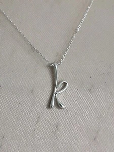 Minimalist Modernist Letter K Sterling Silver 925 Pendant Necklace  - Bild 1 von 9
