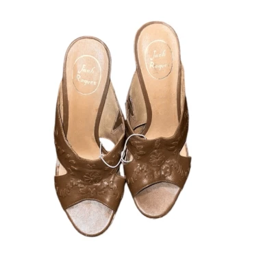 Jack Rogers Brown Leather Espadrille Wedges Size 8.5 Foto 1 de 4