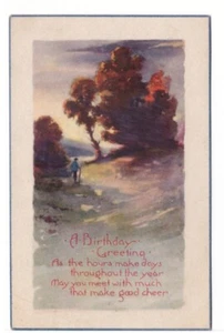 A Birthday Greeting, 2 Line Stanza, Rural Scene, Antique 1916 Postcard - Bild 1 von 2