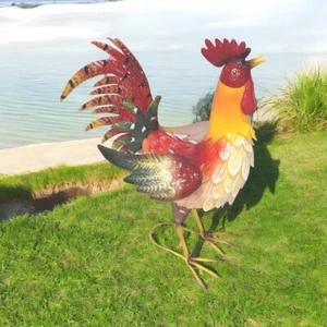 45cm Metal Chicken Garden Ornament Outdoor Use Statue Decor - Picture 1 of 8