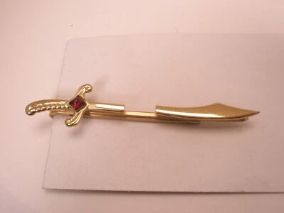 Scimitar Red Rhinestone Saracen Sword Vintage LARGE SLIDING HICKOK Tie Bar Clip - Image 1 of 4