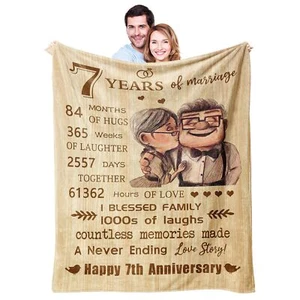 7 Year Anniversary Blanket Gifts for him/her 7 Year Anniversary Blanket Gift ... - Picture 1 of 8