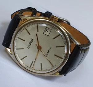 Raro Reloj de Pulsera Vintage CENTAUR Cuarzo Fecha 6J Harley375 Hecho en Suiza - Imagen 1 de 12