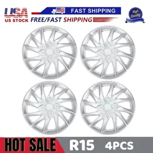 15'' Hubcaps Set of 4 Wheel Rim Cover Universal Hub Caps Replacement R15 15INCH - Picture 1 of 12