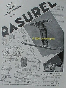 PUBLICITE RASUREL SOUS VETEMENTS HIVER SKI NEIGE M.S. DE ST MARC DE 1931 AD PUB - Picture 1 of 1
