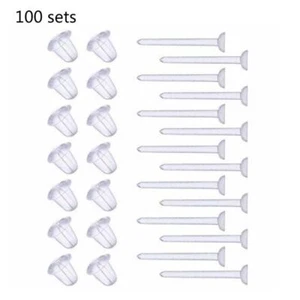 for Creative 100 Set Clear Earrings Ear Studs Piercing Retainers for Women Men - Picture 1 of 8