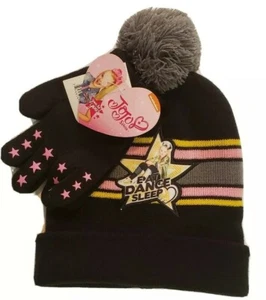JoJo Siwa "Eat Dance Sleep" Girls Beanie Cap Hat & Gloves Set NEW - Picture 1 of 3