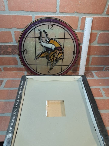 Minnesota Vikings Art Glass Clock  Stained Glass Cover