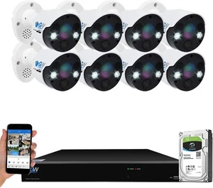 8 Channel 4K NVR 8 X 8MP Full Color 4K Microphone PoE IP Security Camera System - Picture 1 of 12