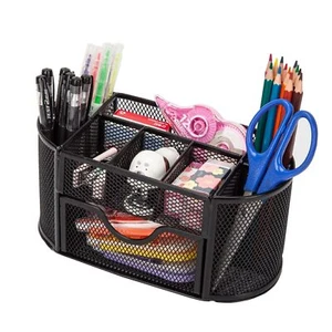 Mesh Pen Holder Desk Organizer for Desk Pencil Holder with 8 Compartments and - Picture 1 of 7