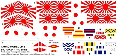 TAURO MODEL TM72/A04 BANDIERE NAVALI - MARINA IMPERIALE NIPPONICA SCALA 1:72 - Immagine 1 di 2