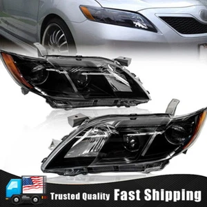 For 2007 2008 2009 Toyota Camry Black Housing Headlights Headlamp Set Left+Right - Picture 1 of 20