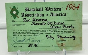1964 Sandy Koufax No-Hitter 12 K Ticket Pass Los Angles Dodgers Vg Jim Bunning⚾️ - Picture 1 of 3