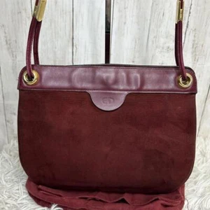 CHRISTIAN DIOR CD Logo One Schultertasche Handtasche Beuteltasche Bag Wildleder Rot - Bild 1 von 17