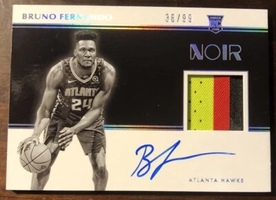 2020 Panini Noir Bruno Fernando RPA /99 Atlanta Hawks 3 Color Patch  On Card - Image 1 of 2