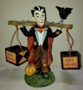 VINTAGE 80s STYLE HALLOWEEN " DRACULA" CANDLE HOLDER - Picture 1 of 12