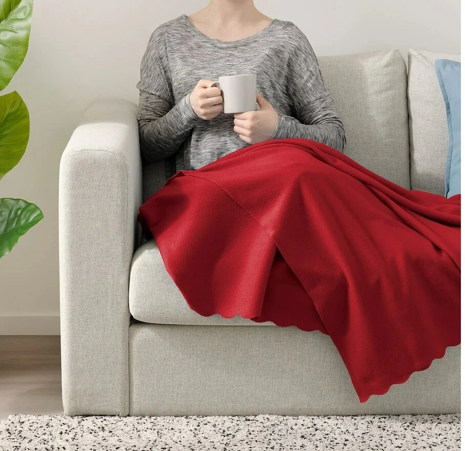 Ikea THORGUN Soft Fleece Sofa Throw Blanket Rug Bright Red 20x160cm - Image 1 of 4