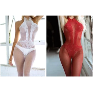 Damen Bodysuit Bodystocking Catsuit Frauen Reizwäsche Fishnetz Kleidung Pofrei - Bild 1 von 6