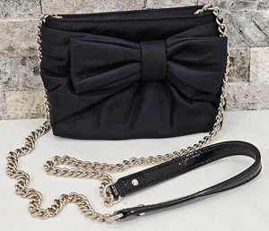 Kate Spade Bow Crossbody Small Black Nylon Chain Strap Bag Cocktail Party Event - Picture 1 of 15