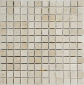 Simple Tile - Marble Mosaic Tile Kitchen Backsplash, 1"X1" Square - Crema Marfil - Picture 1 of 5