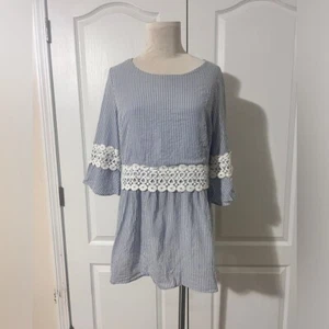 Monroe & Main 100% Baumwolle Tunika Top mit Spitze - Gr. L - Bild 1 von 5