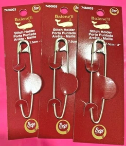 New Old Stock Lot - 3 Sicherheitsnadeln Typ 3" Metall STICHHALTER Boye Balene II Neu in Verpackung - Bild 1 von 3