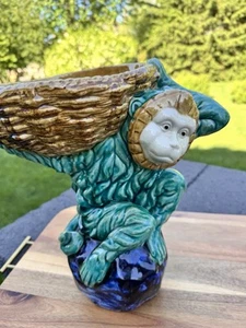 1960s ceramic Majolica Monkey Large Figure with a brilliant glaze 12” Tall - Picture 1 of 10