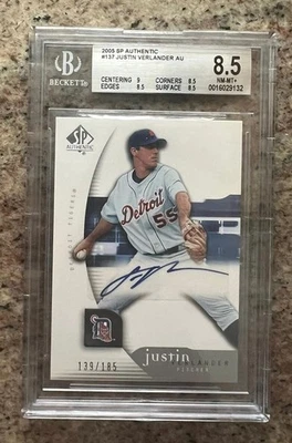 2005  SP Authentic Justin Verlander Auto /185 BGS 8.5 - Image 1 of 4