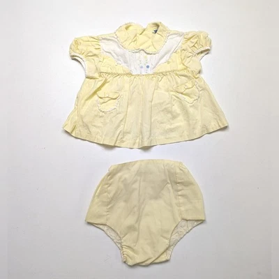 Vintage Cradle Togs Outfit Baby Girls Size 0-6m Yellow Swing Top Diaper - Image 1 of 4