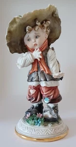 171 Capodimonte Tiziano Galli Porzellan Figur ~ Junge mit Axt & Tasche - Bild 1 von 10