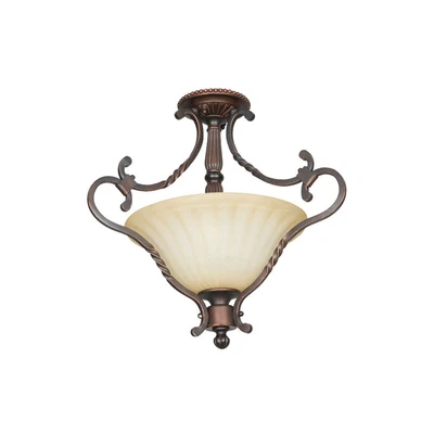 Sunset Lighting Graham 2-Light Semi-Flush Mount 100W Mahogany - F5286-61 - Image 1 of 2
