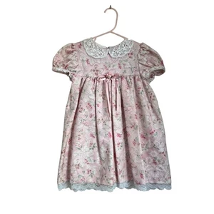 Vintage Good Lad Floral Pink Lace Collar Dress Girls Size 4T - Picture 1 of 10