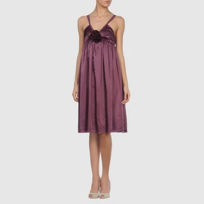 LANVIN DRESS CHINA SILK ROSE EMBELLISHMENT PLUM sz 36 US 2 - Image 1 of 4