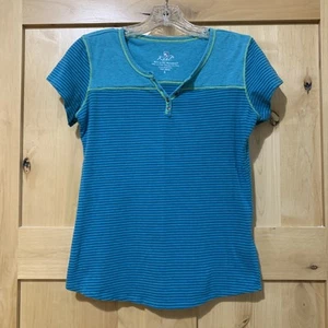 Kuhl Women's T-Shirt Size S Born in the Mountains Henley Cap Sleeve Teal - Picture 1 of 9