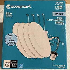 Ecosmart 4-Pack 5/6 Inch LED Recessed Trim 10 Watt/ 680 Lumens (Daylight) - Picture 1 of 4