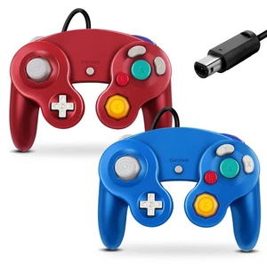 Gamecube Controller Wired for Wii - Classic Blue & Red 2 Pack - Picture 1 of 6