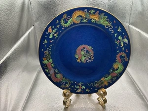 HTF! SPODE COPELAND CHINA ENGLAND DARK BLUE CHINOISERIE DRAGON DINNER PLATE-MINT - Picture 1 of 9