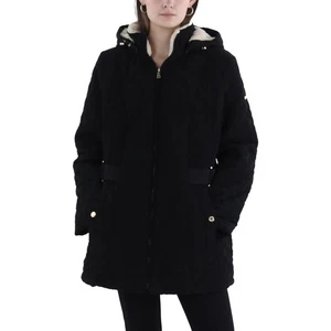 Laundry by Shelli Segal Womens Black Hooded Quilted Coat Outerwear XL BHFO 3595 - Picture 1 of 2