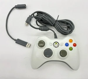 Controlador Microsoft Xbox 360 blanco con cable con USB Break Away auténtico probado OEM - Imagen 1 de 2
