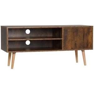 HOMCOM TV Unit Cabinet for TVs up to 55Inches with Cupboard Shelves, Brown - Picture 1 of 12